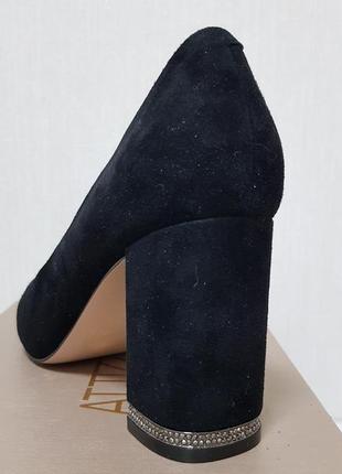 👠 чёрные замшевые туфли классика со стразами на каблуке 👠