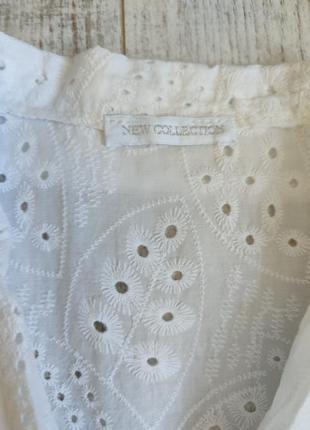 Белая коттоновая укороченная рубашка прошва италия