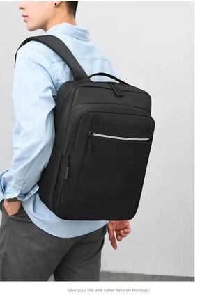 Мужской рюкзак повседневный для ноутбука geerdun городской непромокаемый нейлоновый черный usb порт2 фото