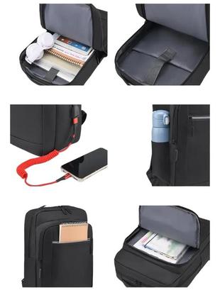 Мужской рюкзак повседневный для ноутбука geerdun городской непромокаемый нейлоновый черный usb порт5 фото