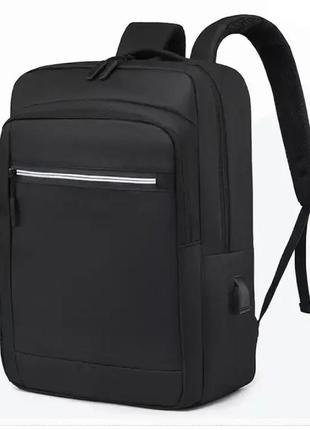 Мужской рюкзак повседневный для ноутбука geerdun городской непромокаемый нейлоновый черный usb порт3 фото