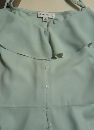 ✅ блуза рубашка майка топ рюши оборки открытая спина warehouse мятный4 фото