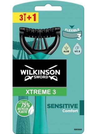 Набор мужских одноразовых станков wilkinson sword xtreme 3 sensitive 3 +1 01307