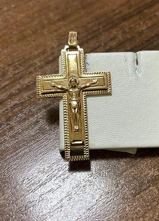Позолоченный серебряный крестик хюф 925 пробы