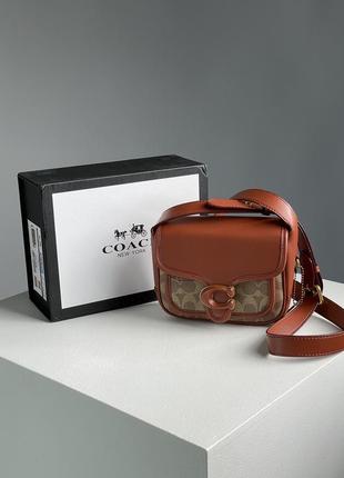 Жіноча сумка в стилі coach tabby messenger in signature canvas premium.4 фото