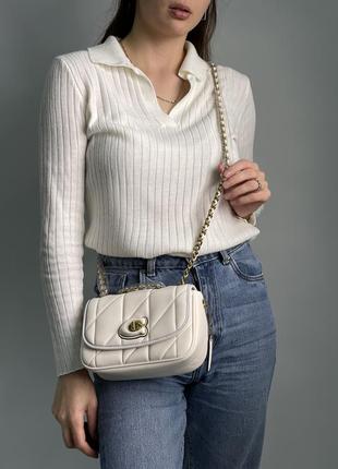 Жіноча сумка в стилі coach quilted pillow madison shoulder bag white premium.