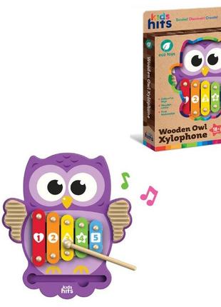 Дерев'яна музична іграшка ксилофон "совеня", kids hits (kh20/019)