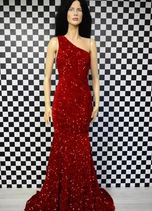 Шикарное платье в пайетки красная в пол длинная вечерняя выпускная на фотосессию платья2 фото
