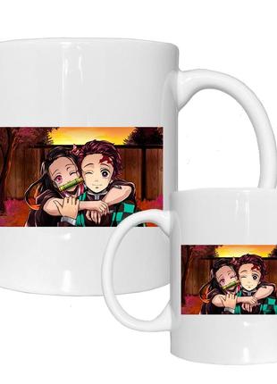 Аниме чашка кружка demon slayer. клинок рассекающий демонов. танджуро