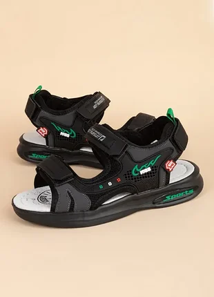 Босоніжки для хлопчиків 7587 чорні на липучках