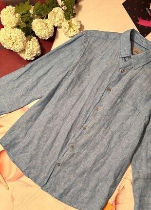 Лляна чоловіча сорочка marks&spencer, 100% льон, розмір s