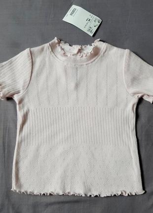 Нежно-розовая футболка для девочки h&amp;m (3-6 m)