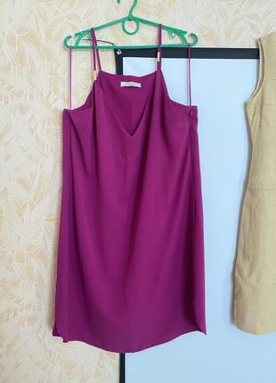 Невероятное шифоновое платье / сарафан / комбинация. фуксия