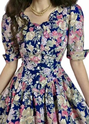 Невероятная красивая милая игривая, цветочная винтажная хлопковое короткое платье по типу laura ashley 💐