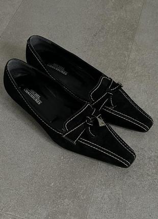 Черные натуральные замшевые туфельки2 фото