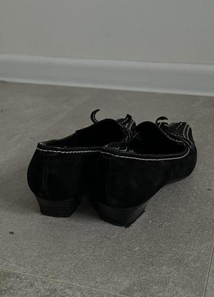 Черные натуральные замшевые туфельки7 фото