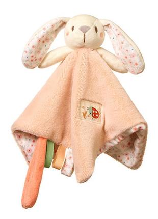 Обіймашка для малюків з брязкальцем "веселий кролик"  (25*25 см) "babyono"