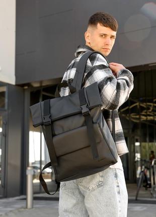 Чоловічий рюкзак ролл sambag rolltop milton чорний з клапаном