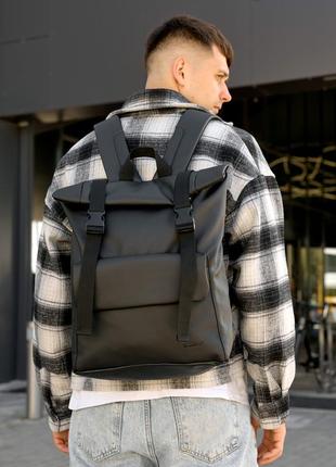 Чоловічий рюкзак ролл sambag rolltop milton чорний з клапаном3 фото