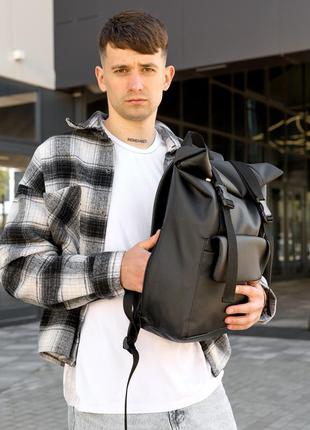 Чоловічий рюкзак ролл sambag rolltop milton чорний з клапаном8 фото