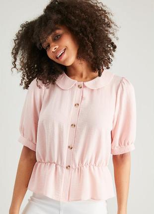 Мила рожева блузка на ґудзиках з коміром р.181 фото