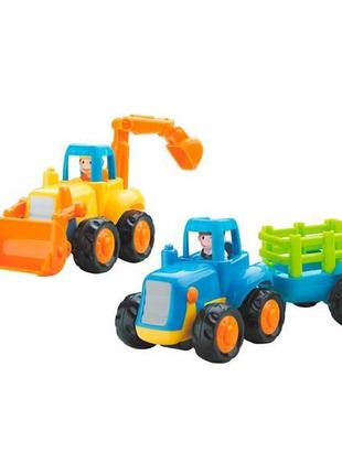 Набір іграшкових машинок hola toys бульдозер і трактор, 6 шт. (326ab-6)2 фото