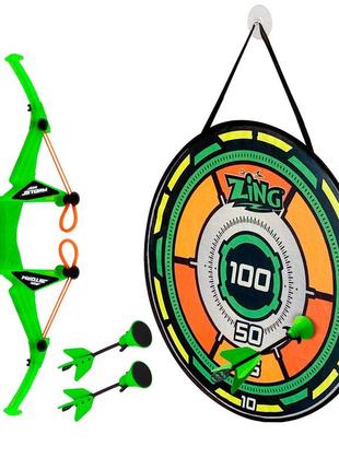 Іграшковий лук з мішенню "air storm" - bullz eye (зелений, 3 стріли, мішень) as200g