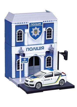 Игровой набор серии bburago city - национальная полиция (участок, автомобиль 1:43) 18-31502u