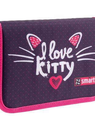 Пенал твердий smart одинарний з двома клапанами hp-04 i love kitty