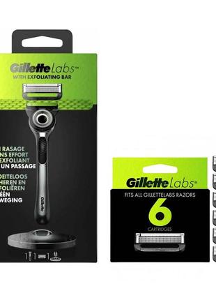 Бритва gillette labs з відлущувальною смужкою + магнітна підставка (1 кас.) + 46касет 025702