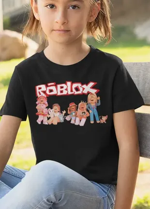 Футболка детская roblox девичник, черная