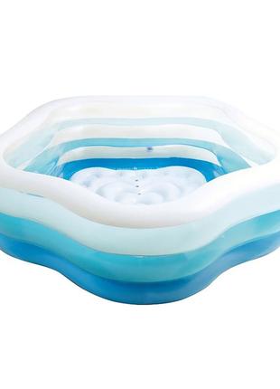 Дитячий надувний басейн із надувним дном "морська зірка" 185х180х53 см, intex (56495)