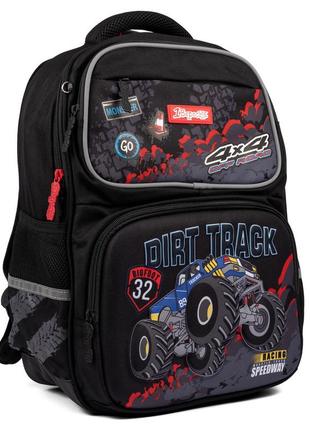 Рюкзак школьный полукаркасный 1вересня s-105 monster track черный