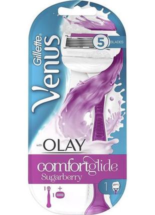 Женская бритва 1 кассета gillette venus comfortglide sugar berry with olay 02328