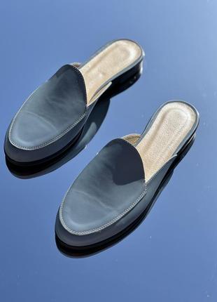 Женские кожаные сабо мюли голубые натуральная кожа замша под заказ все цвета 36-43р