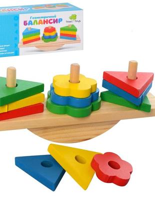 Деревянная игрушка сортер "геометрический балансир", tree toys (md2317)