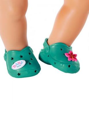 Обувь для куклы baby born - cандалии с значками (зеленые) 831809-1