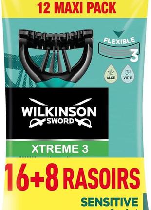 Одноразовые станки wilkinson sword xtreme 3 sensitive (16+8 шт.) 02558