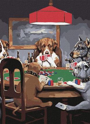Картина за номерами "собаки грають у покер" 40*50 см, тм ідейка (кно4327)