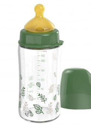 Скляна пляшка 240 мл. з широкою горловиною"вишенька-зелена серія" (латекс)/ nip