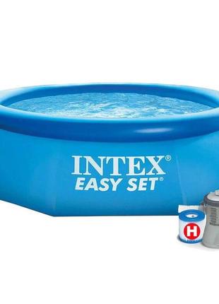 Надувной бассейн easy set 244х61 см. с фильтр-насосом, intex (28108)