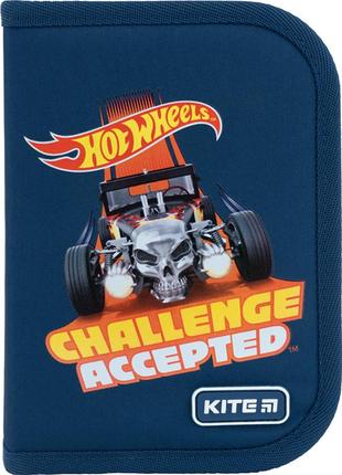 Пенал без наповнення education "hot wheels" 1 відділення, 1 закот, kite (hw22-621)