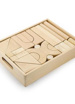 Деревянные строительные кубики viga toys неокрашенные, 48 шт. (59166)