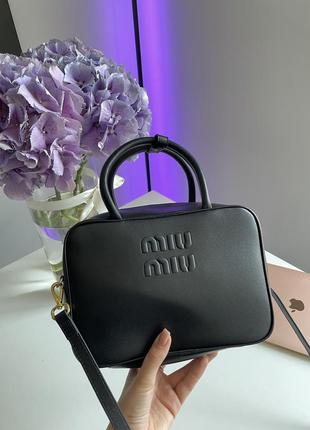 Жіноча сумка в стилі miumu leather top handle bag black premium.