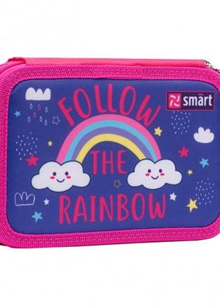 Пенал твердый smart двойной hp-01 follow the rainbow, фиолетовый