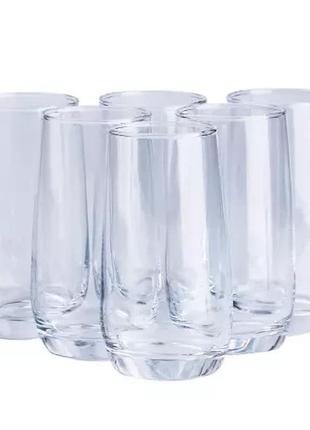 Набір склянок високих 6 штук по 360 мл, прозорий відблисковий подарунок для будь-якого шанувальника вишуканого посуду.