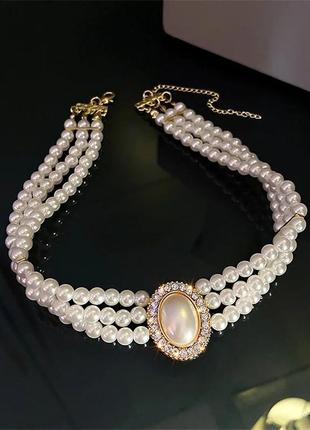 Ожерелье из жемчуга, жемчужные бусы, чокер белый