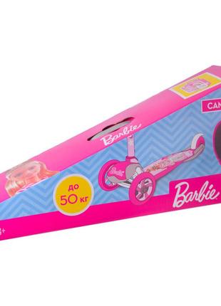 Дитячий самокат "barbie" з колесами, що світяться, і рюкзаком (ls2211)2 фото