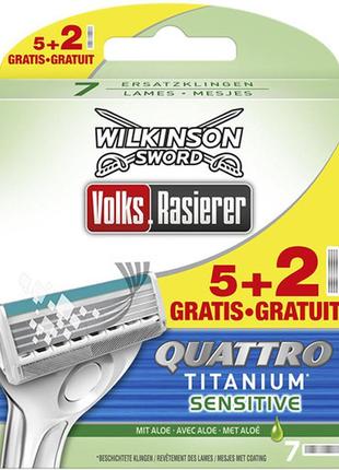 Змінні касети wilkinson quattro titanium sensitive, 7 шт w0035