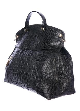 Сумка через плечо кожа натуральная furla black croc оригинал натуральная кожа крокодила3 фото